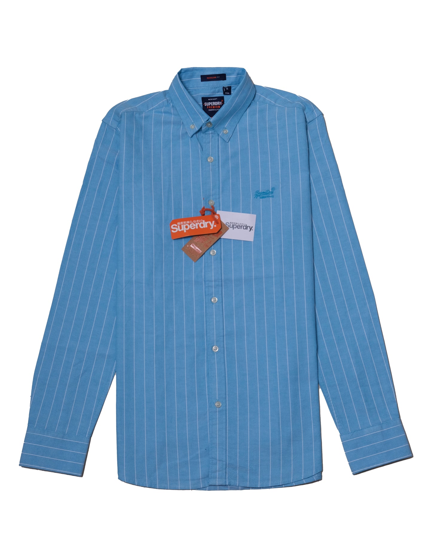 SUPERDRY Sky Blue Classic Pinstripe Oxford Long Sleeve Shirt