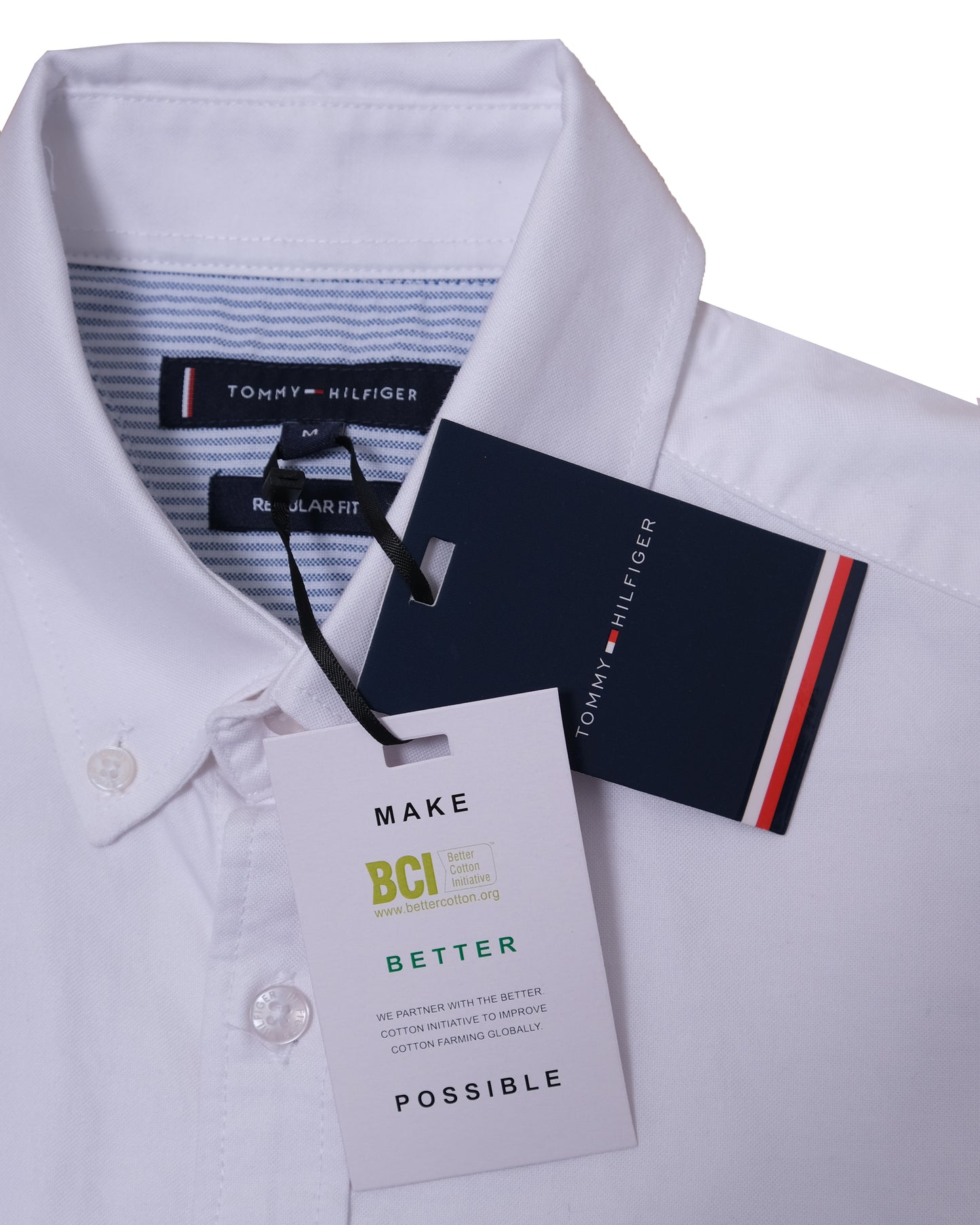TOMMY HILFIGER White Embroidered Logo Crest Oxford Long Sleeve Shirt