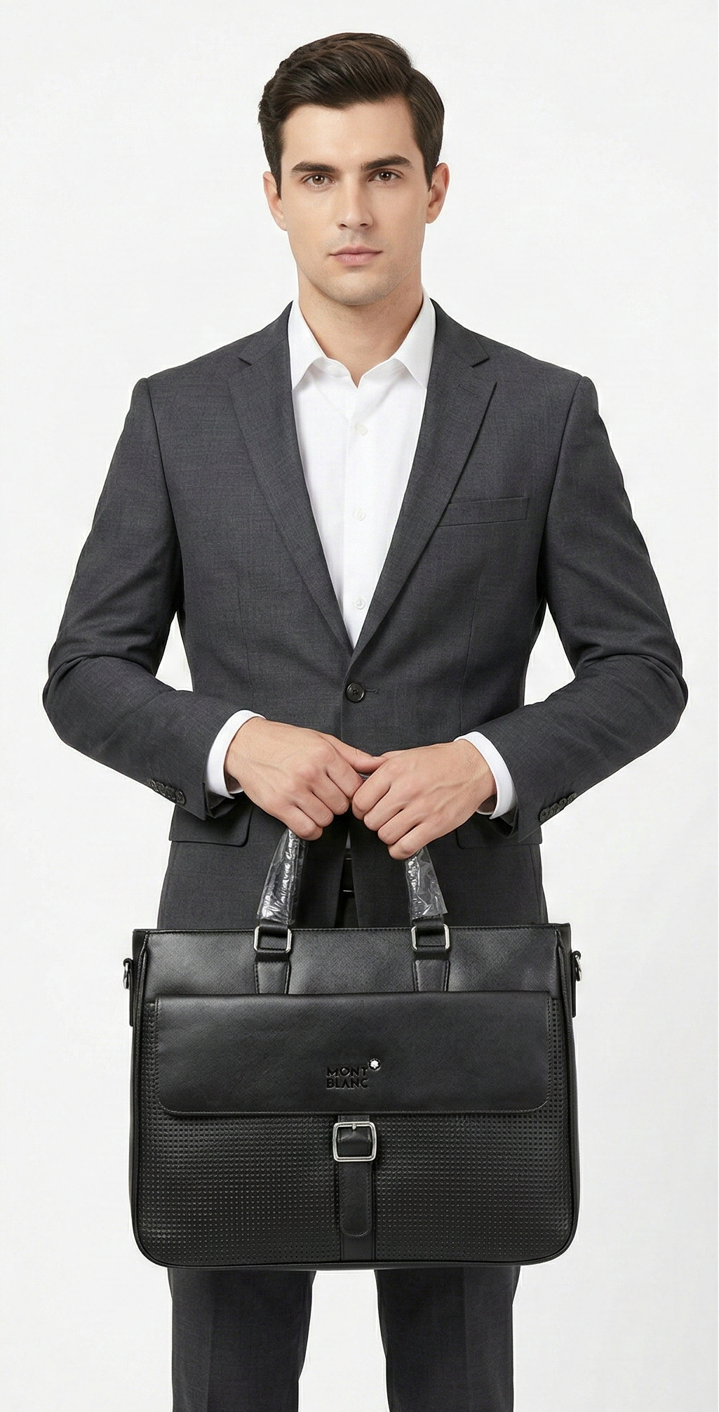 MONT BLANC Midnight Onyx Luxe Leather Briefcase