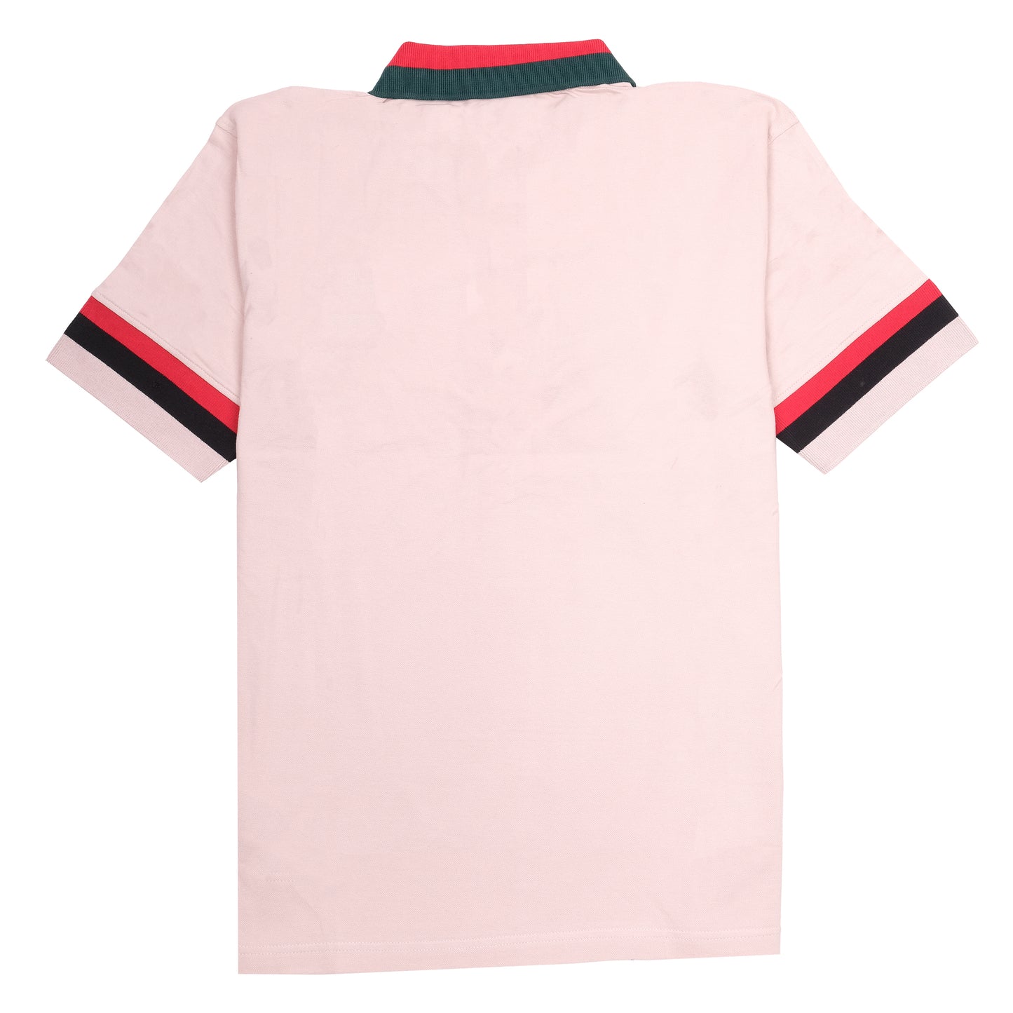 GUCCI Pink Cotton Polo Shirt with Red and Green Stripes