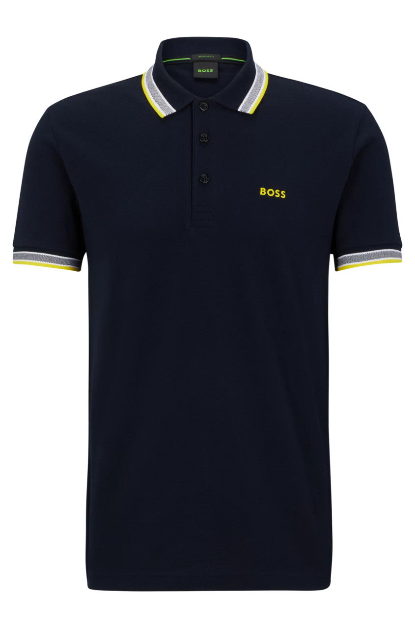 BOSS Navy Blue Contrast Trim Classic Polo Shirt