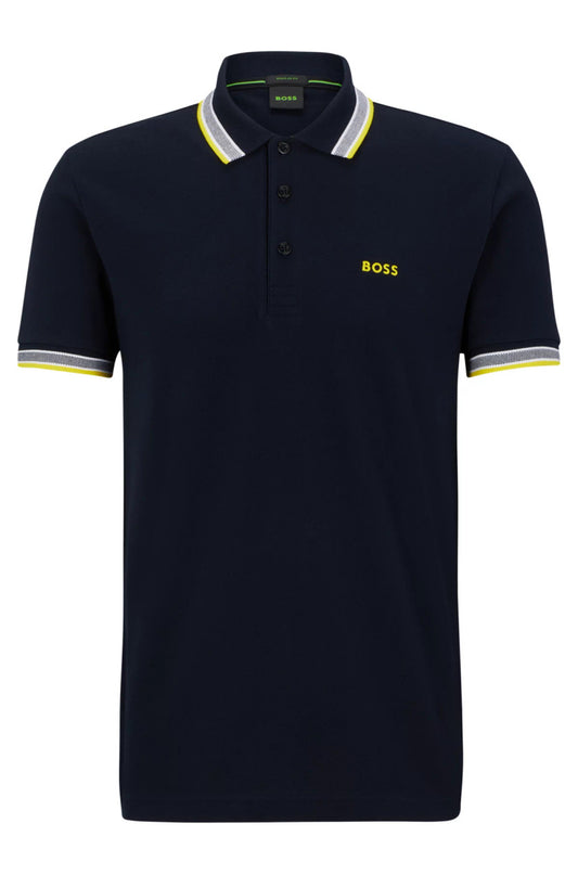 BOSS Navy Blue Contrast Trim Classic Polo Shirt