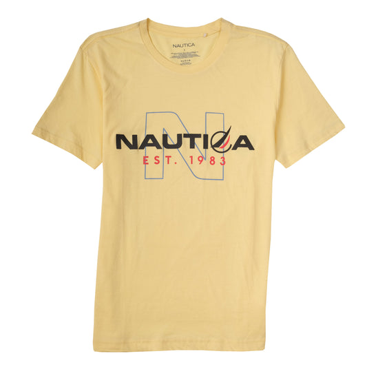 Nautica Yellow Graphic Round Neck T-shirt