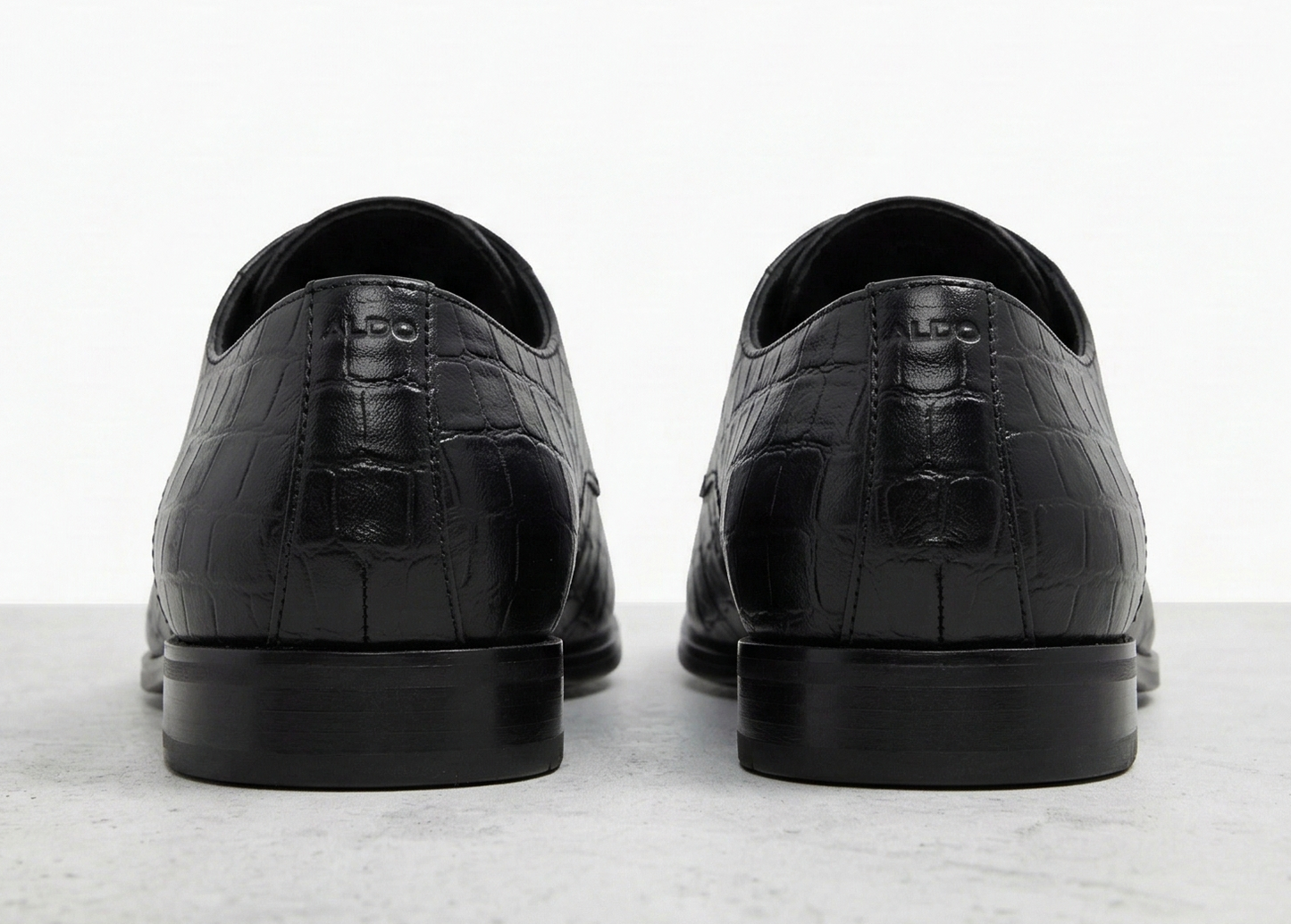 ALDO Obsidian Velvet Sleek Fit Croc-Embossed Leather Dress Shoes