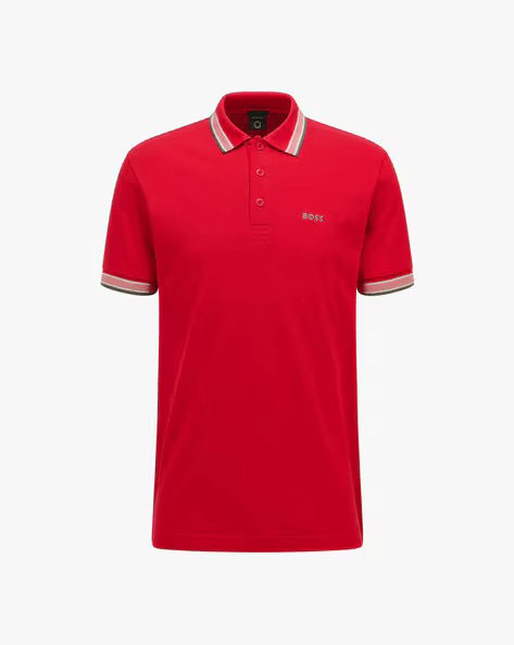 BOSS Red Contrast Trim Polo Shirt