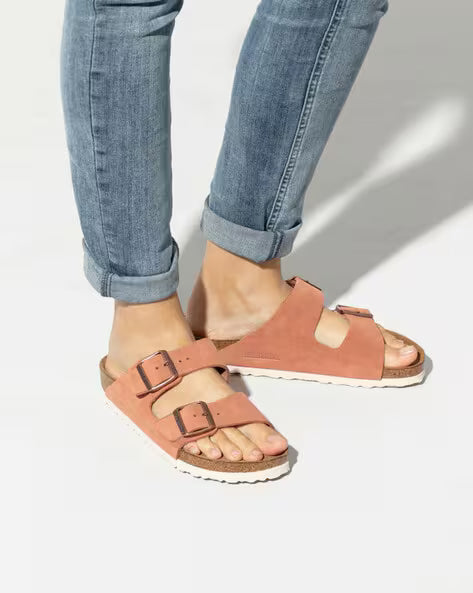 BIRKENSTOCK Sunset Coral Narrow Fit Soft Footbed Slip-On Sandals