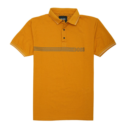 BOSS Golden Yellow Striped Polo Shirt