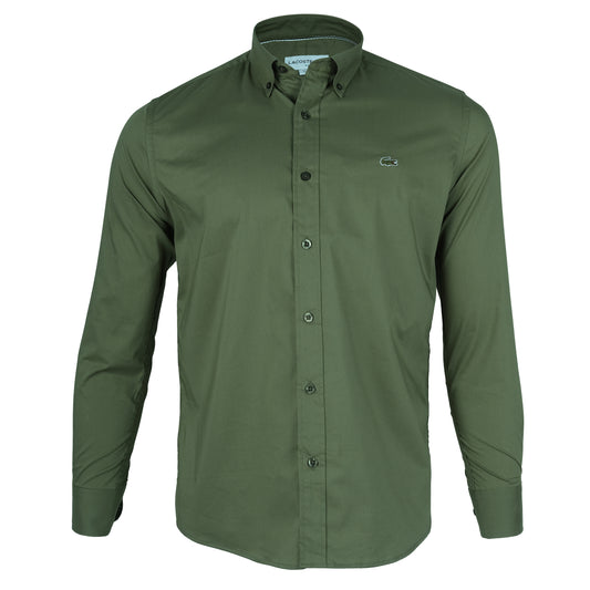 LACOSTE Olive Drizzle Classic Fit Long Sleeve Button-Up Shirt