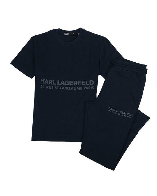 KARL LAGERFELD Black Rue St-Guillaume Graphic Crewneck T-shirt
