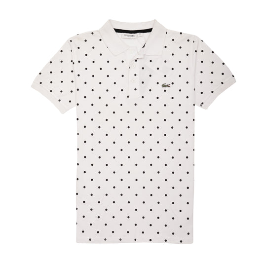 LACOSTE White Polka Dot Classic Fit Polo Shirt