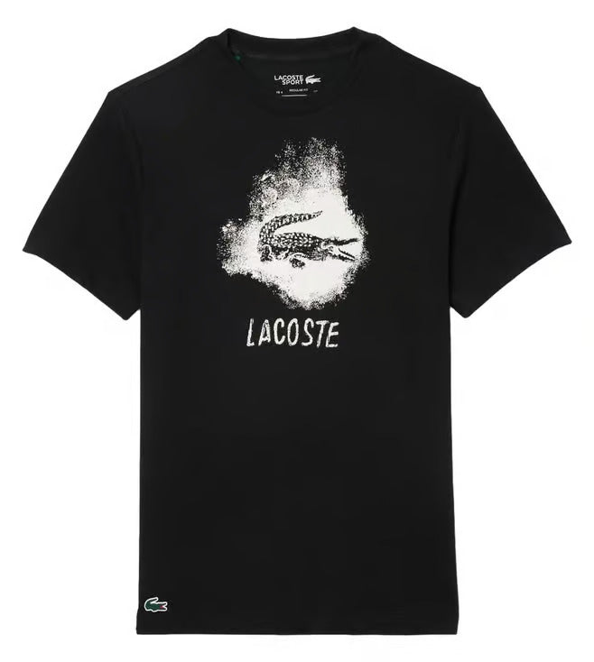 LACOSTE Black Graphic Crocodile Logo T-Shirt