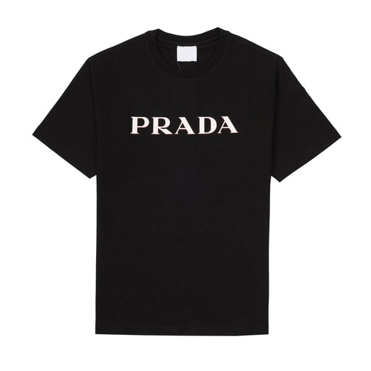 Prada Black Classic White Logo T-shirt