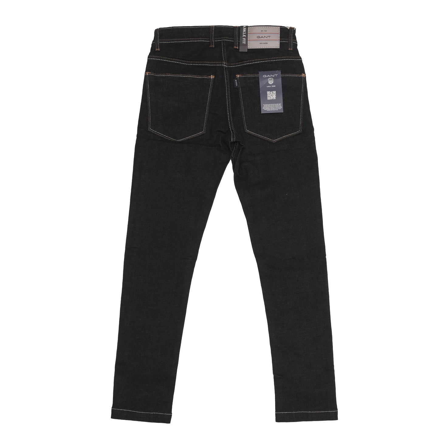 GANT Black Slim Fit Denim Jeans with Contrast Stitching