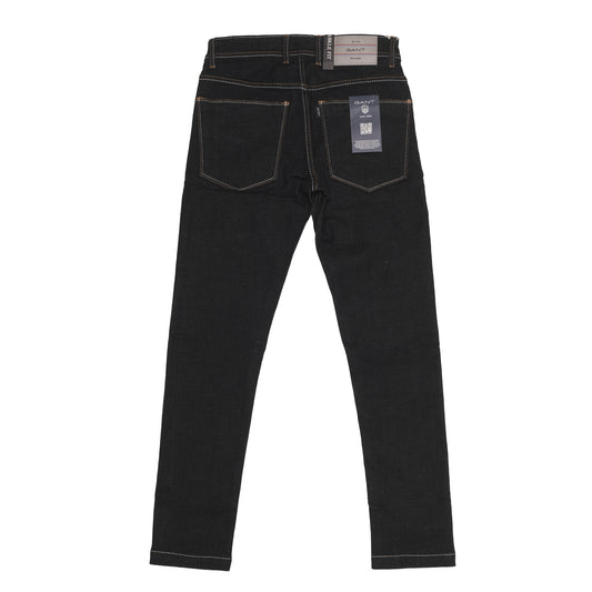 GANT Black Slim Fit Denim Jeans with Contrast Stitching
