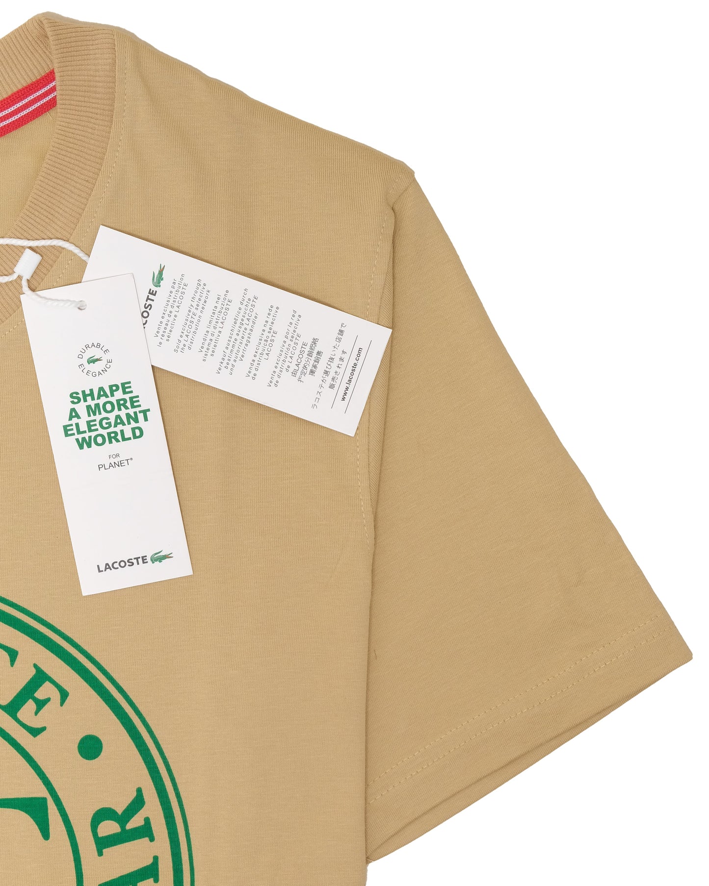 LACOSTE Paris Beige LST French Sportswear Graphic Logo T-shirt