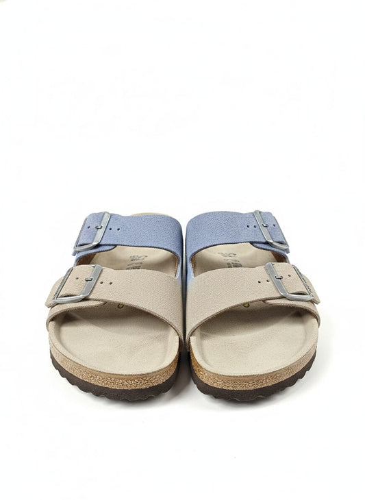 BIRKENSTOCK Serene Sky Duo-Strap Sandals in Soft Pebble and Driftwood