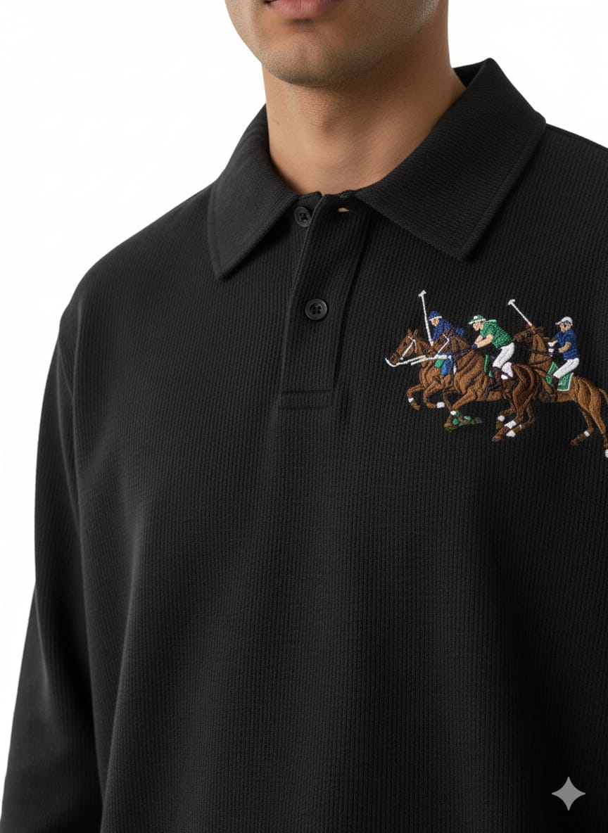 POLO RALPH LAUREN Enchanted Onyx Classic Fit Long Sleeve Piqué Polo