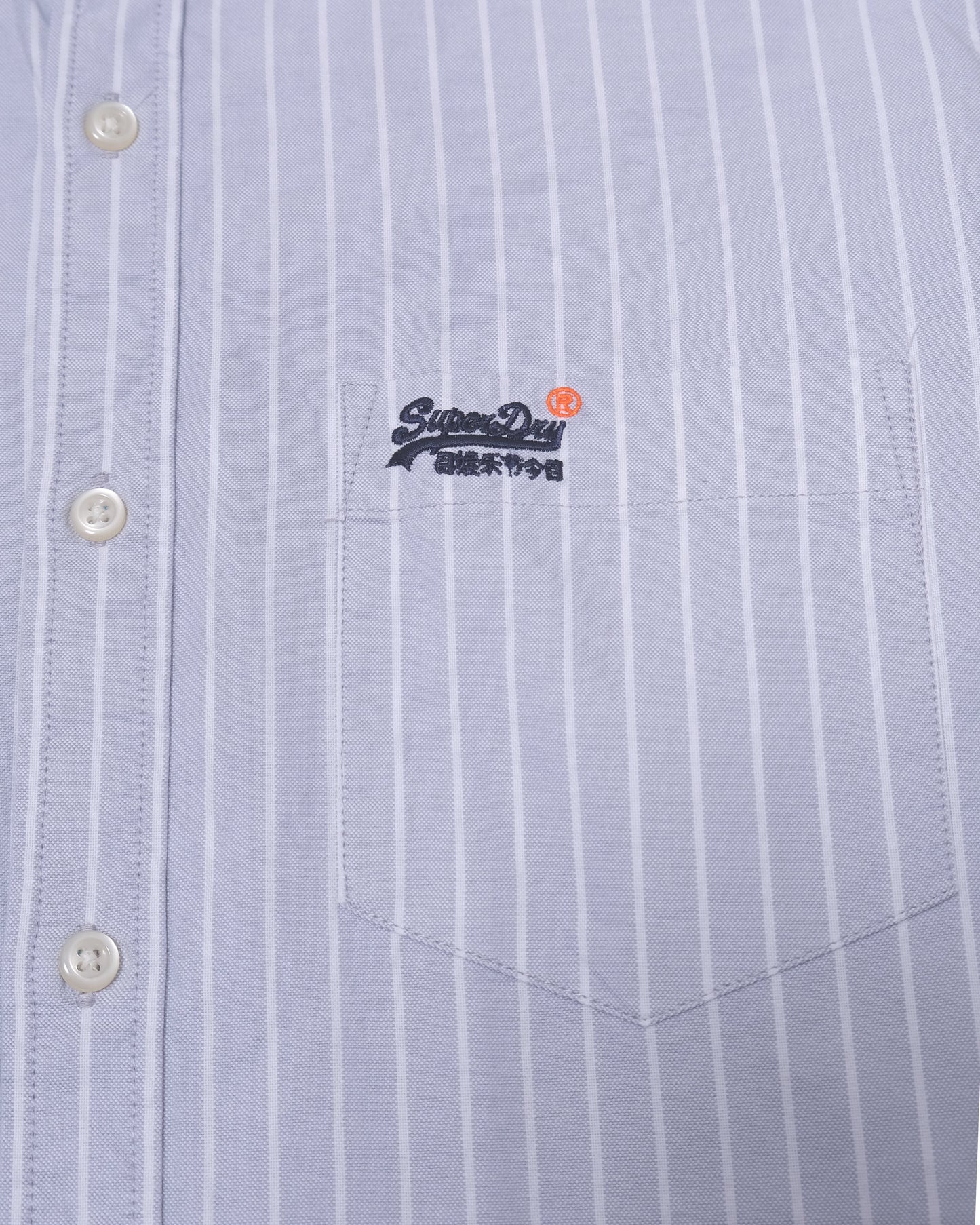 SUPERDRY Grey White Pinstripe Oxford Classic Long Sleeve Shirt