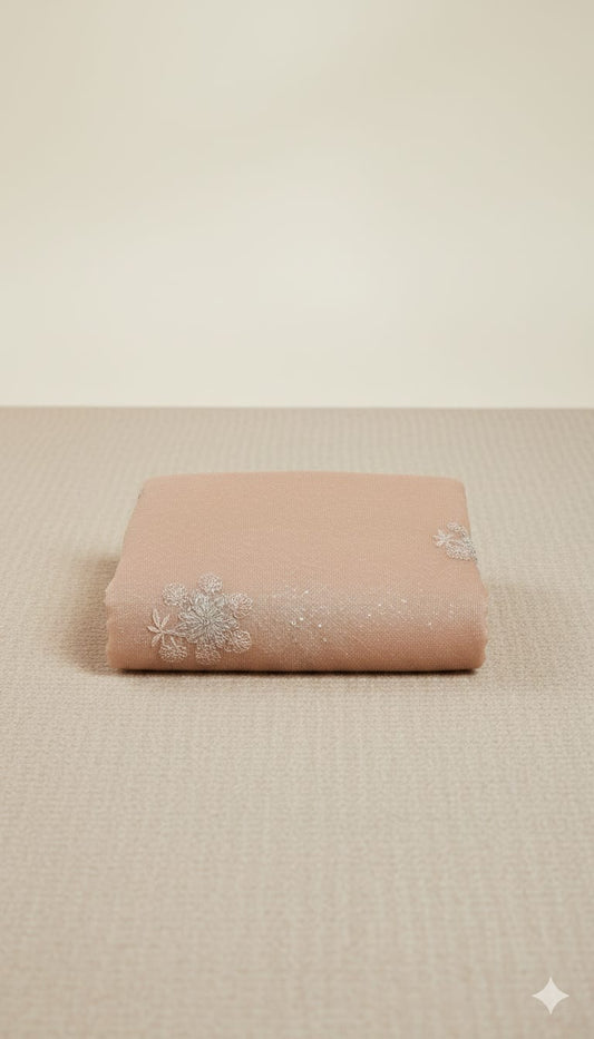 Elegant Attire Embroidered Peach Saree with Shimmer