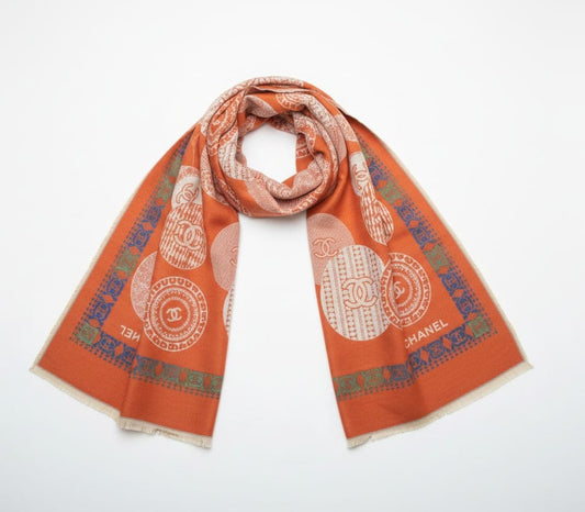Chanel Iconic Monogram Silk Scarf in Rust