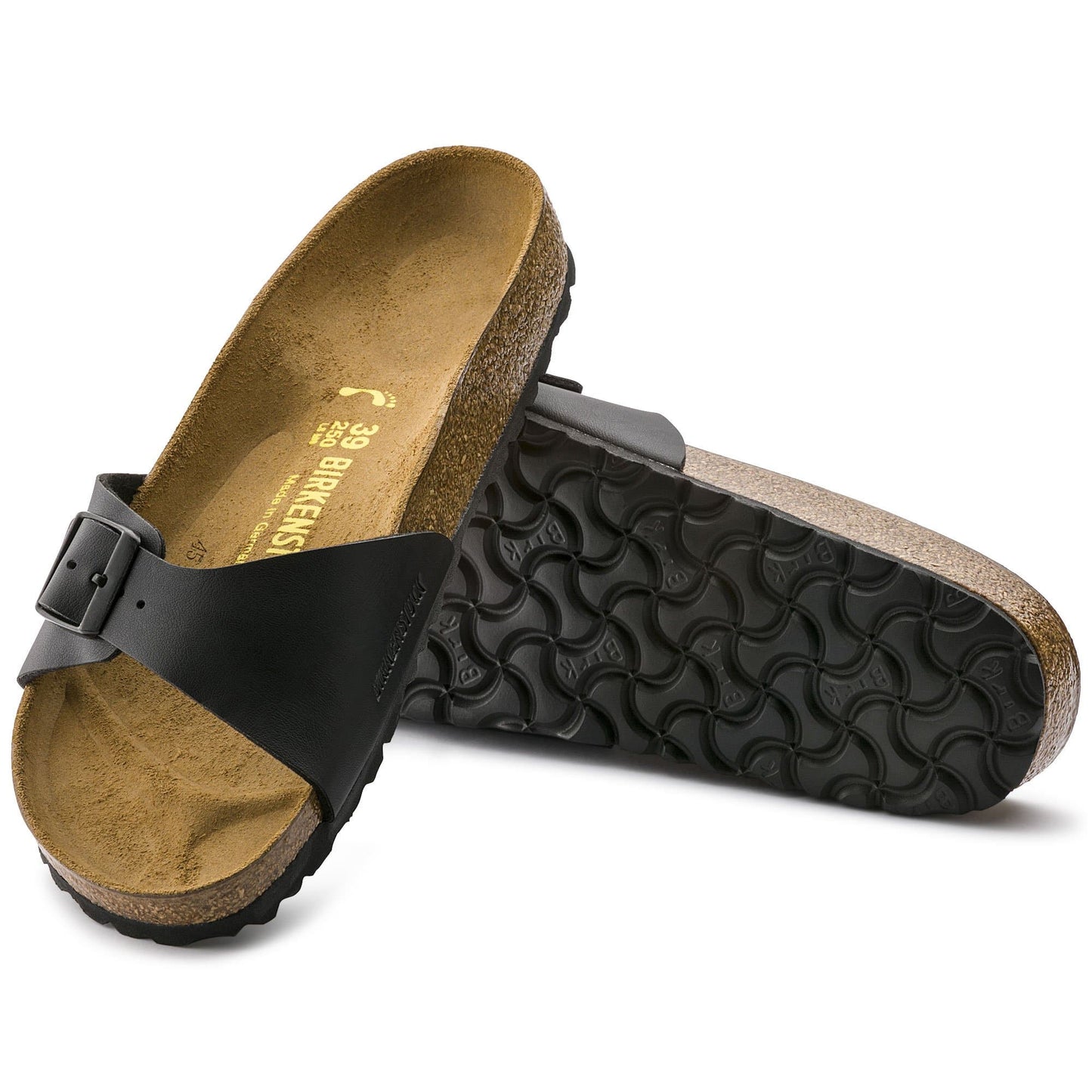 BIRKENSTOCK Midnight Onyx Luxe Leather Slide Sandals