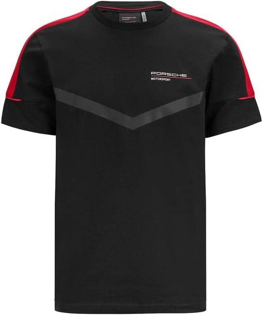 PUMA Porsche Motorsport Black Red Chevron Panel Crew Neck T-shirt
