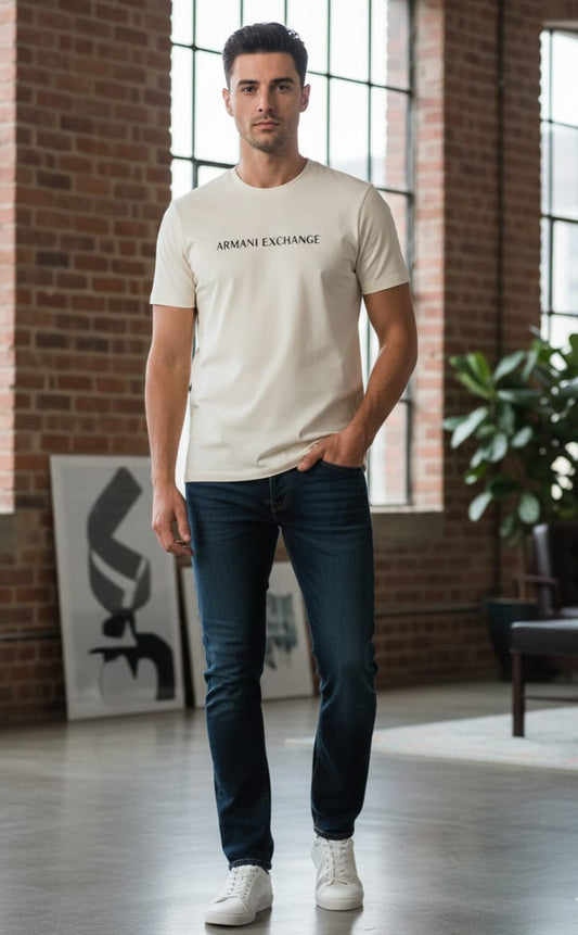 ARMANI EXCHANGE Luminous Sand Tailored Fit Short Sleeve T-Shirt