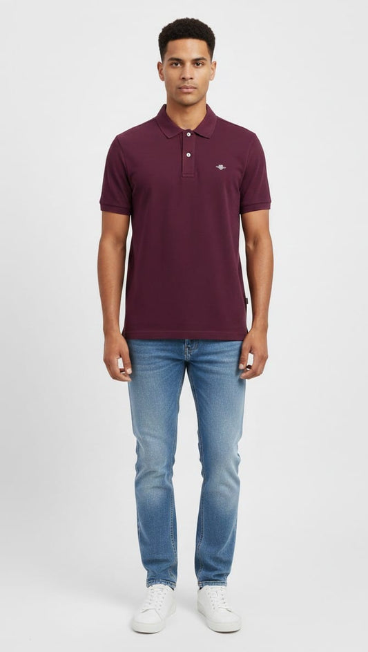GANT Velvet Merlot Classic Fit Short Sleeve Piqué Polo Shirt