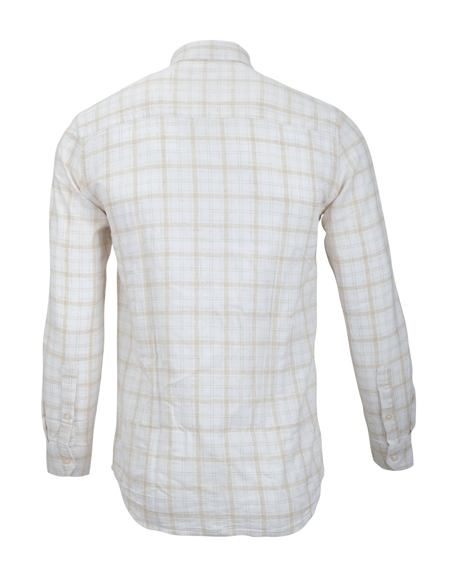 Banana Republic Beige White Long Sleeve Plaid Cotton Shirt