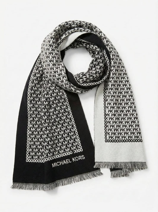 Michael Kors Monogrammed Wool Blend Scarf