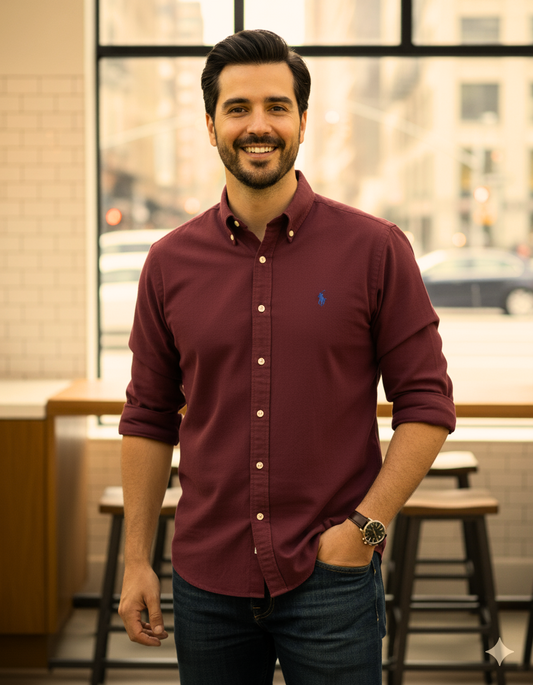 POLO RALPH LAUREN Ember Garnet Classic Fit Long Sleeve Button-Down Shirt