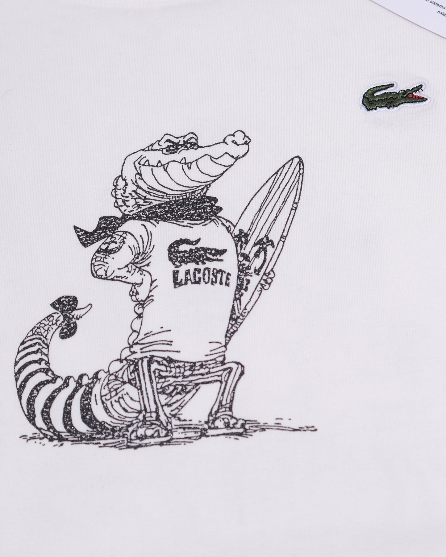 LACOSTE White Classic Fit Surfing Croc Graphic T-shirt