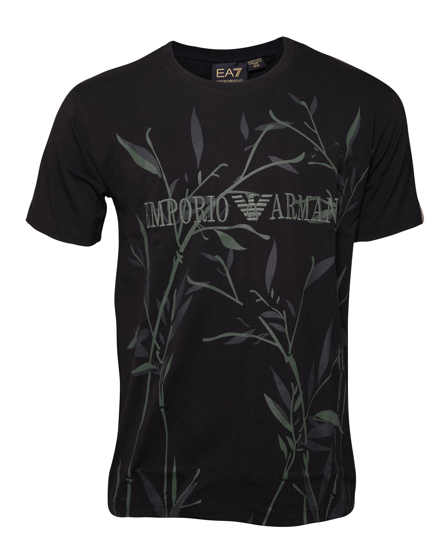 EMPORIO ARMANI EA7 Black Botanical Graphic Logo T-shirt