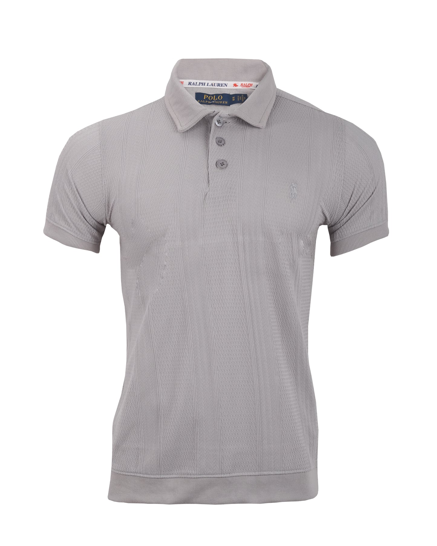 POLO RALPH LAUREN Light Grey Textured Cotton Classic Fit Polo Shirt