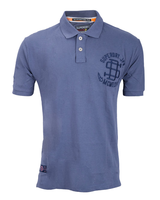 SUPERDRY JPN McNely Blue Embroidered International Polo Shirt