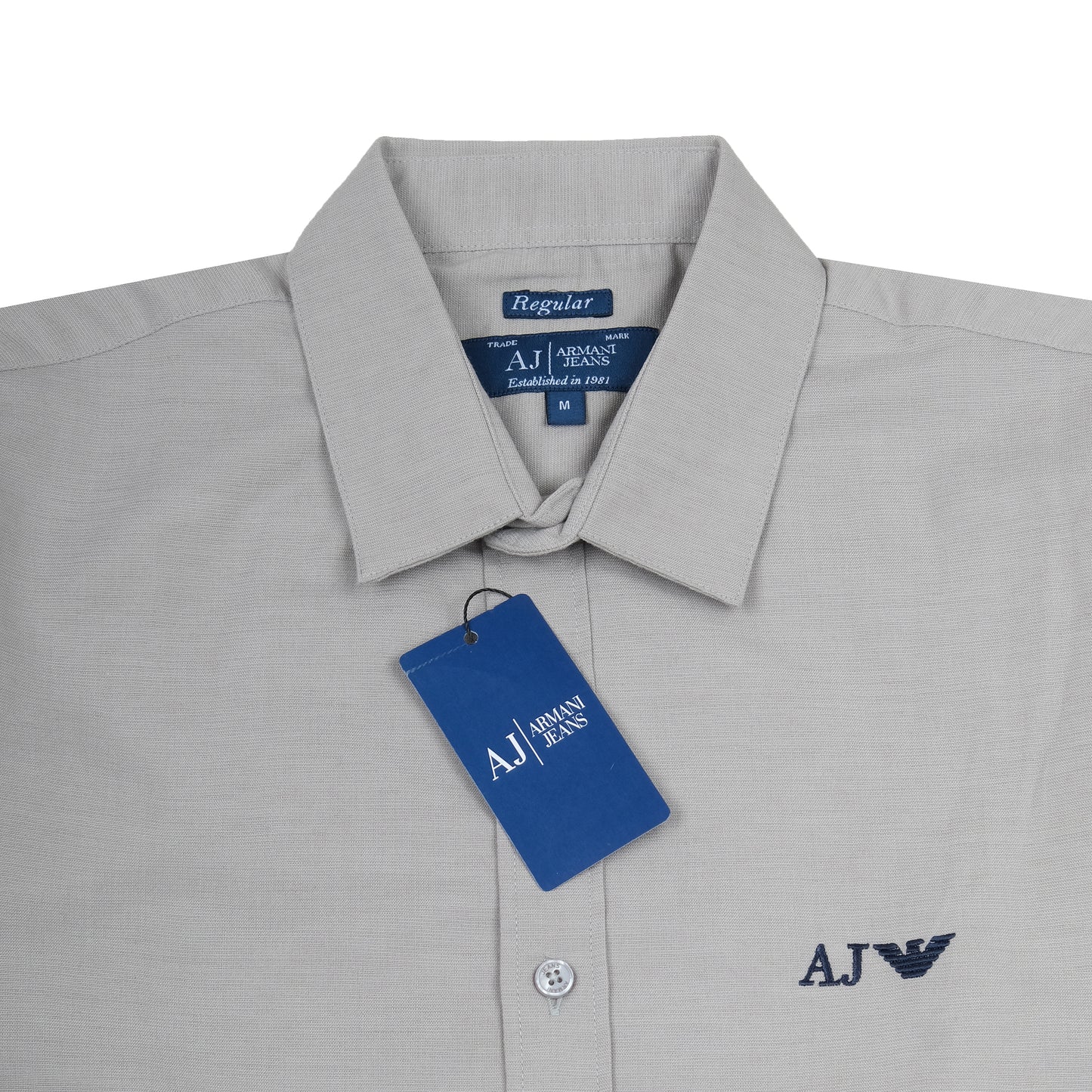 AJ Silver Mist Classic Fit Long Sleeve Button-Up Shirt