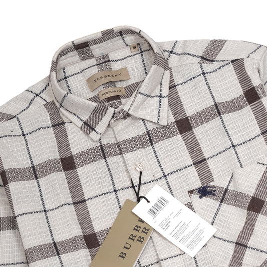 Burberry Beige Check Regular Fit Long Sleeve Shirt