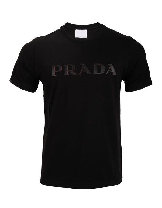 PRADA Black Classic Logo Short Sleeve Cotton T-shirt