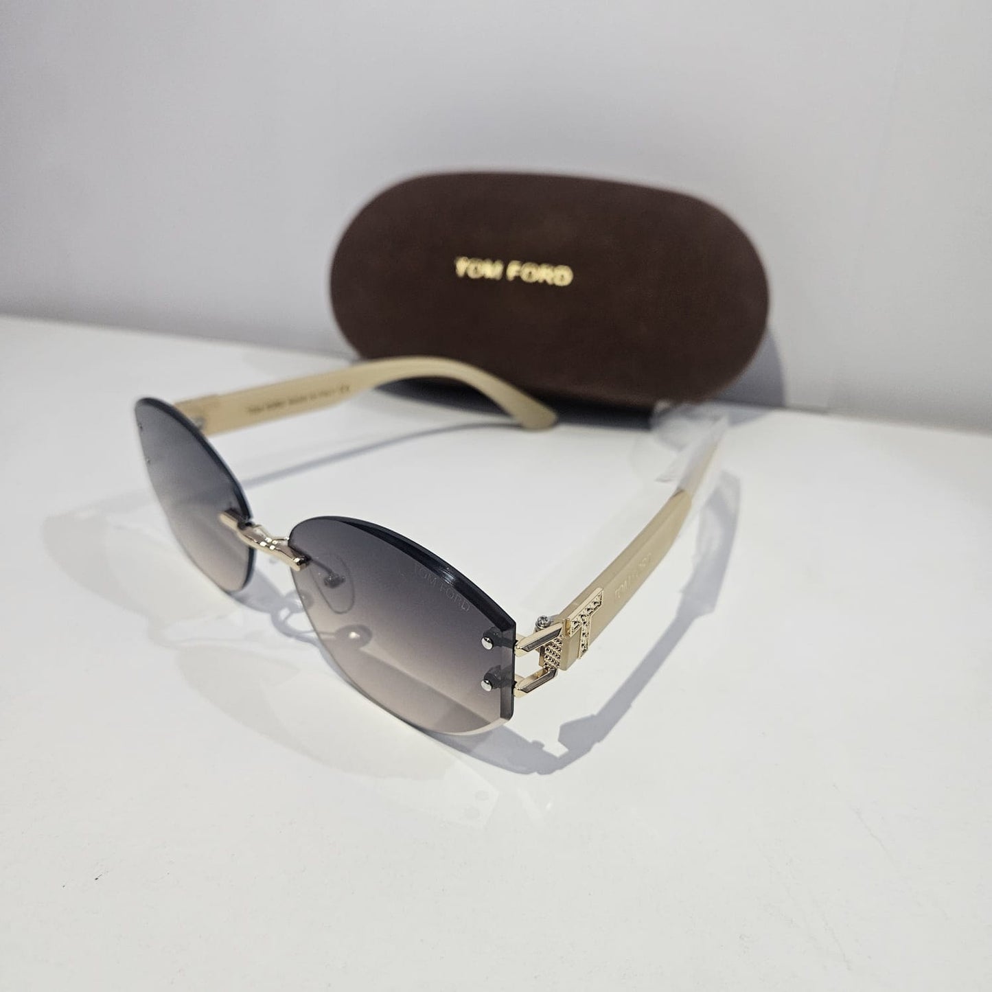 TOM FORD Oversized Gradient Sunglasses with Gold Accents