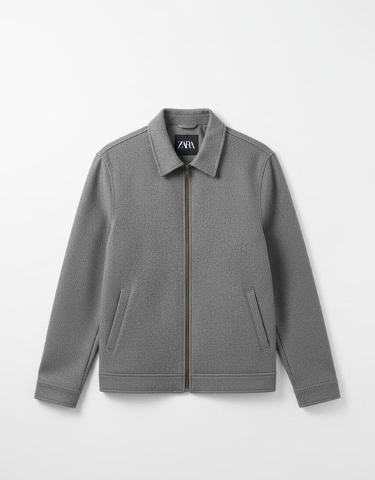 ZARA Textured Dark Grey Zip-Up Jacket