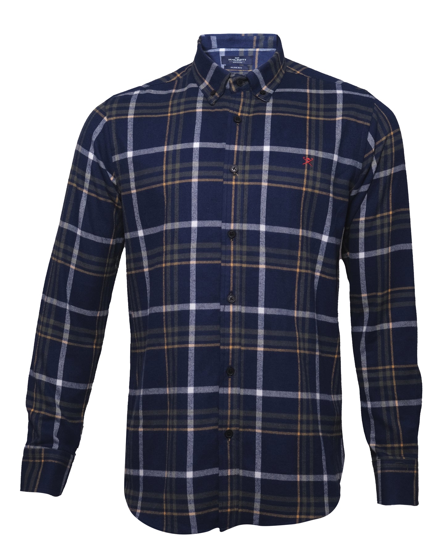 HACKETT Navy Olive Heritage Large Check Flannel Shirt