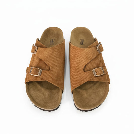 Birkenstock Ember Citrus Luxe Corduroy Double-Buckle Slide Sandals