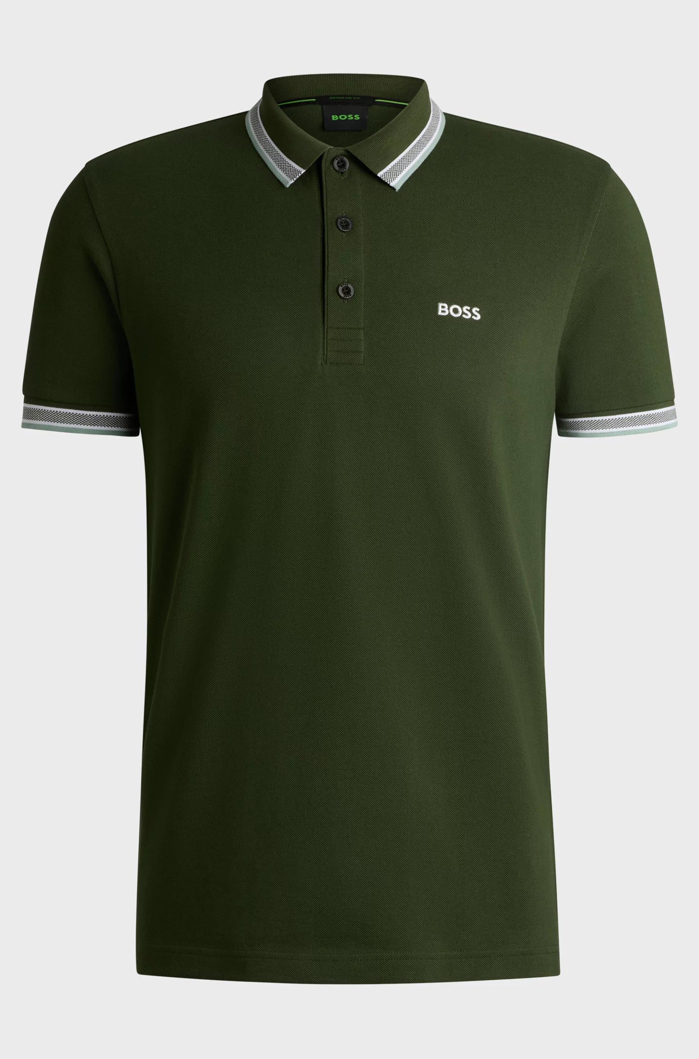 BOSS Military Green Contrast Trim Polo Shirt