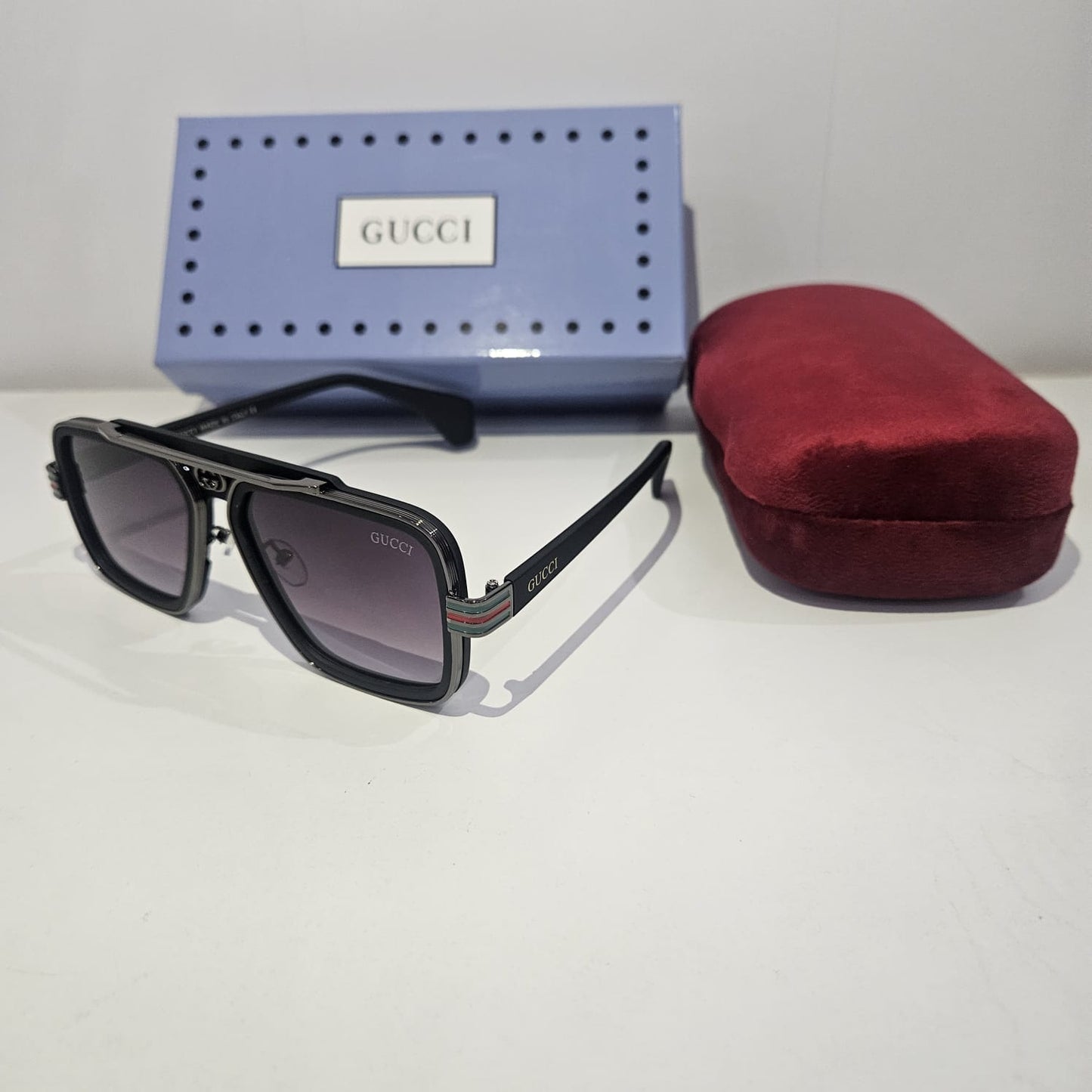 GUCCI Oversized Square Sunglasses with Case