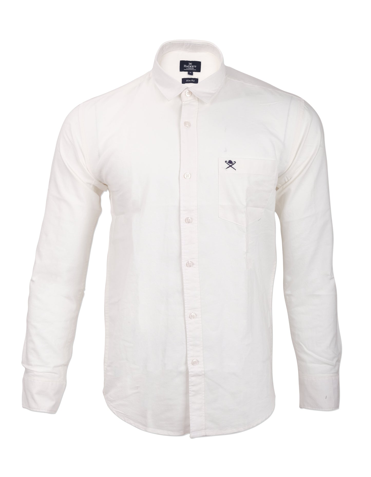 HACKETT LONDON Classic White Long Sleeve Chest Embroidered Oxford Shirt
