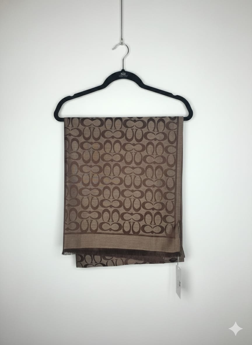Coach Patterned Brown Scarf