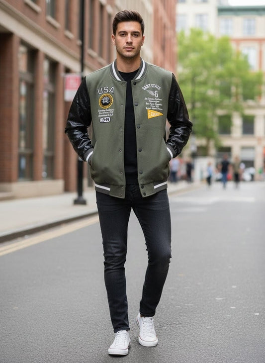 GANT Ultra Premium USA Varsity Jacket with Leather Sleeves