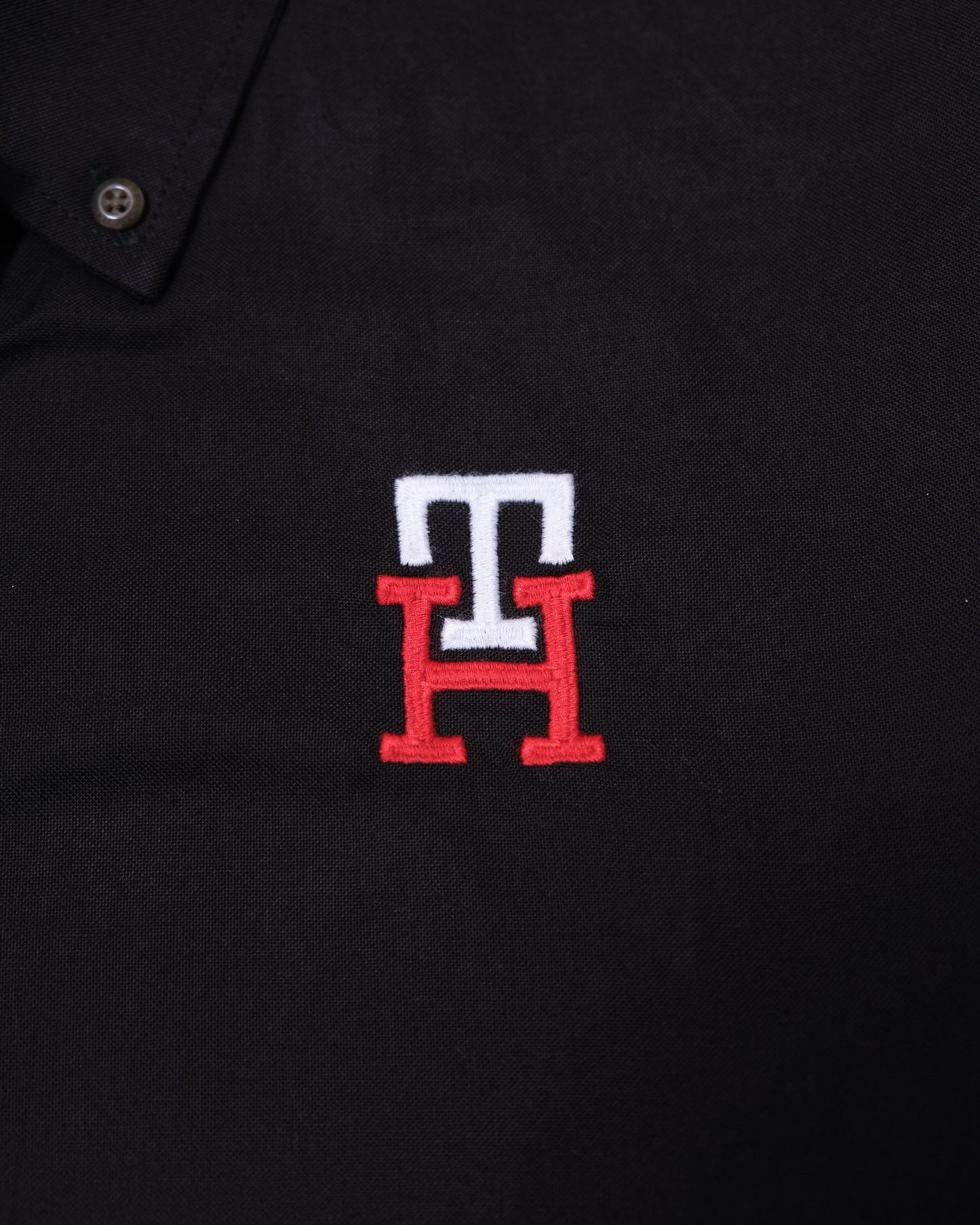 TOMMY HILFIGER Black Classic Fit TH Logo Oxford Long Sleeve Shirt