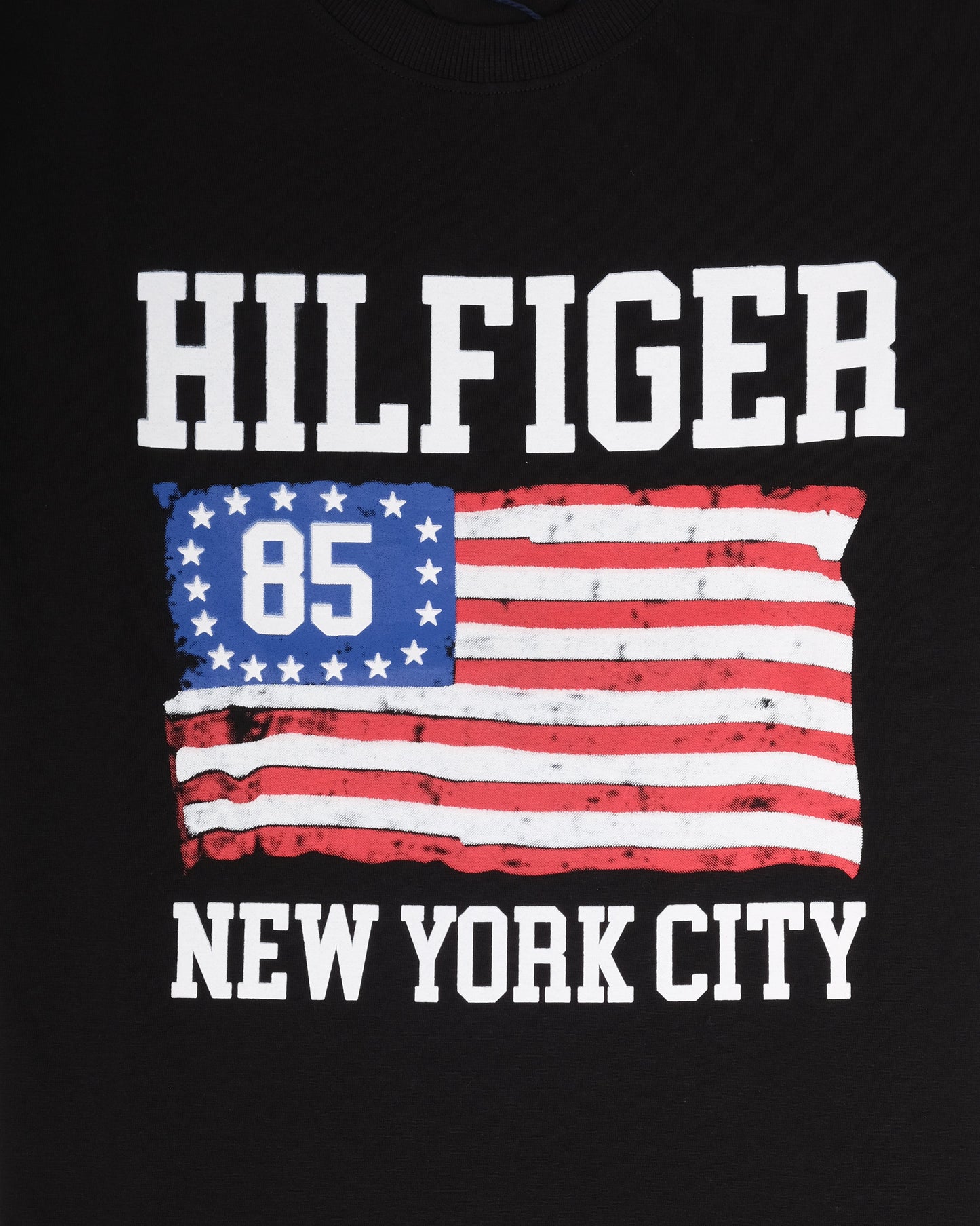 TOMMY HILFIGER Black NYC 85 American Flag Graphic T-shirt
