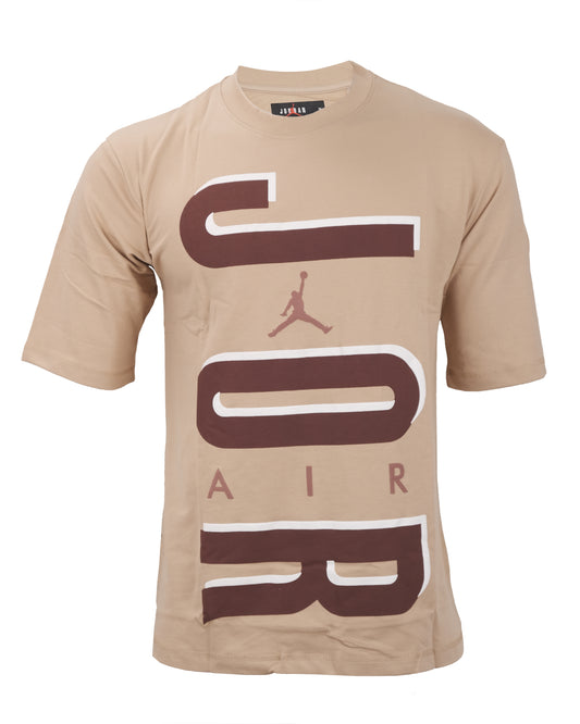 JORDAN Air Beige Brown Oversized Logo Crewneck T-Shirt
